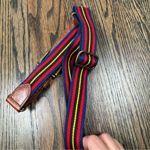 Vintage Polo Ralph Lauren striped leather and canvas belt size 36 - Picture 2 of 4